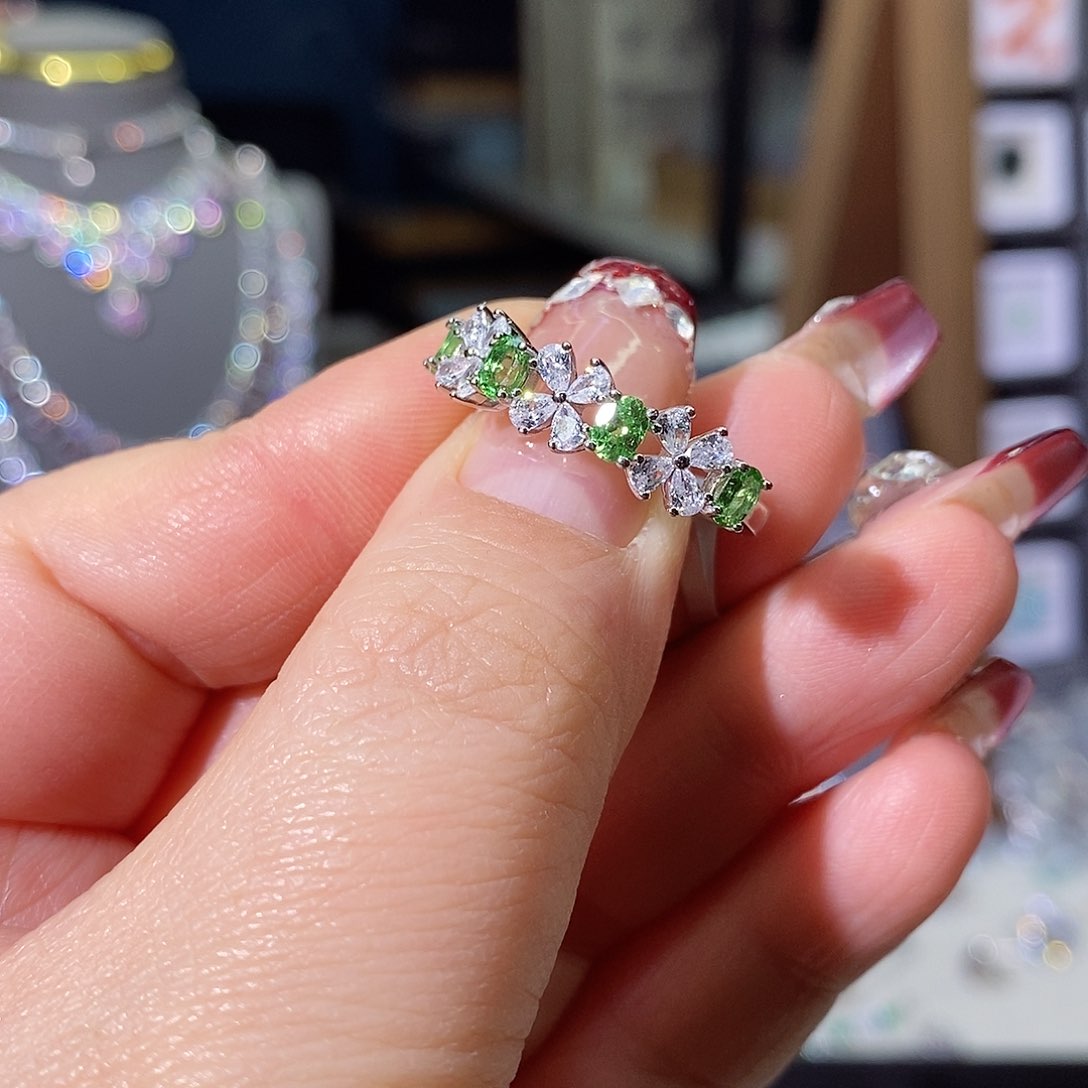 石榴石（沙弗莱）戒指银S925镶嵌