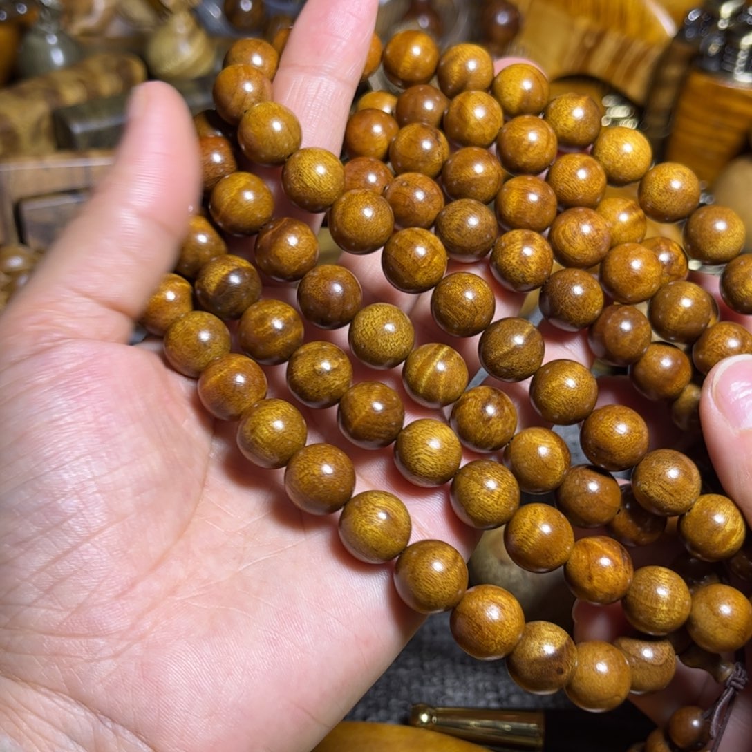 金丝楠枯木佛珠手链1.2