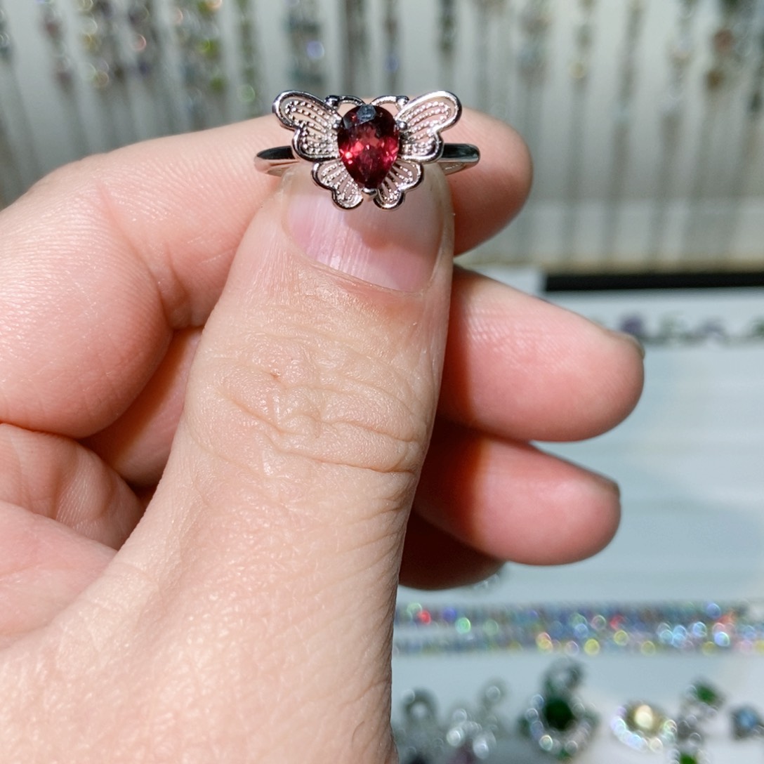 绿水晶戒指银S925镶嵌