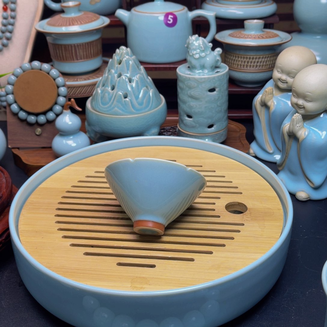 【闪购商品】摆件陶汝州单壶，壶，杯，盖碗，手串