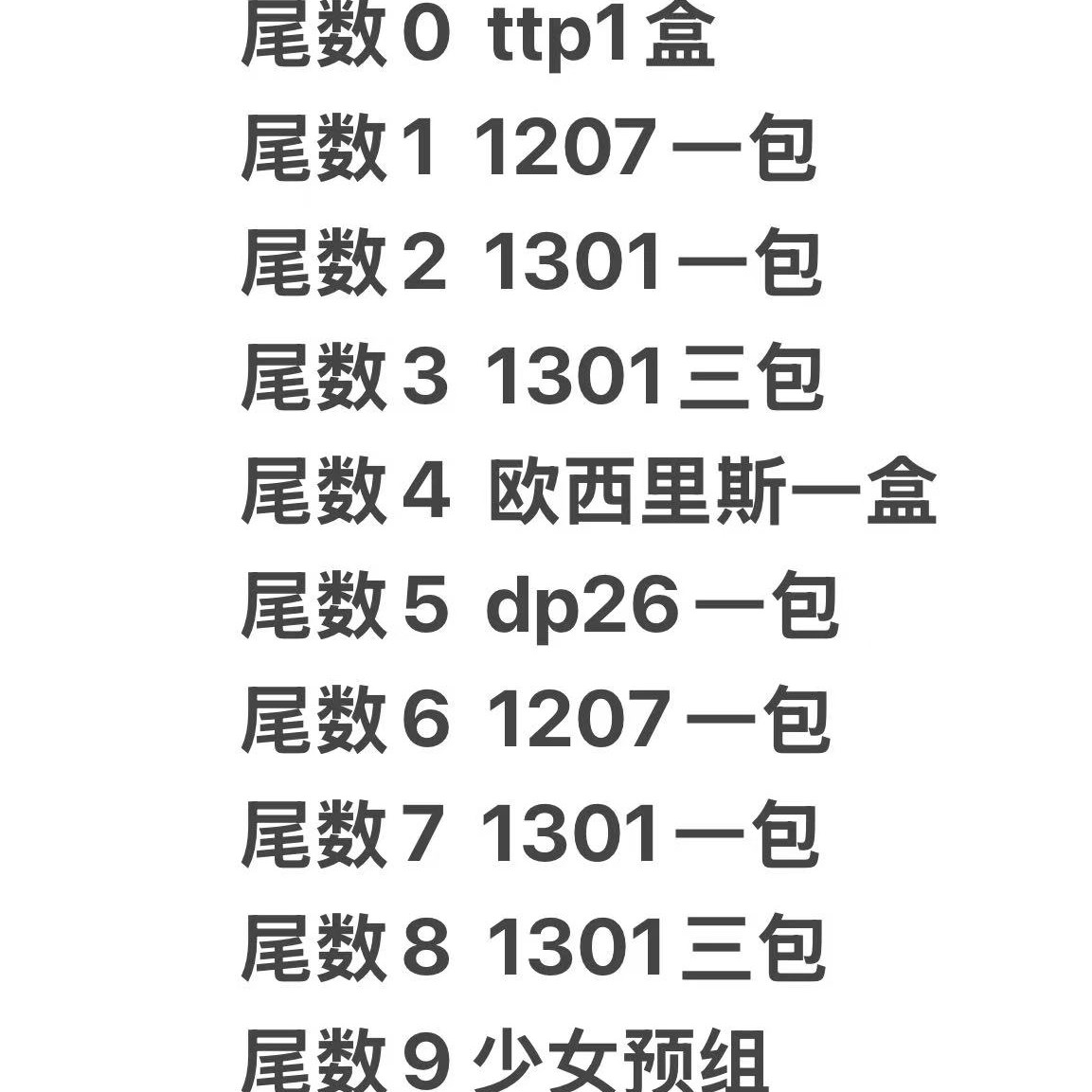 游戏王1302 单包尾数