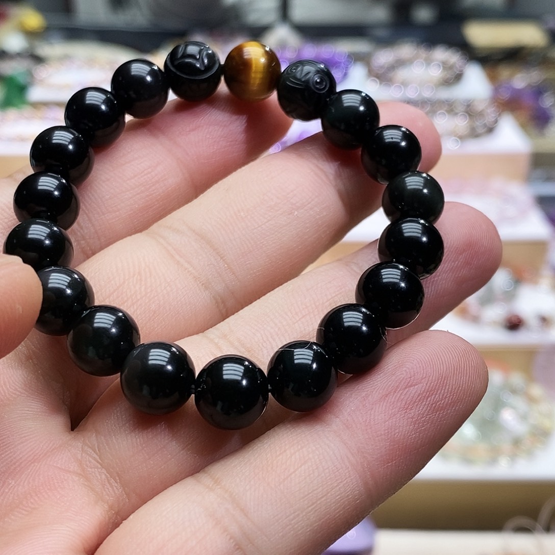 手链水晶未镶嵌墨西哥黑曜石手串