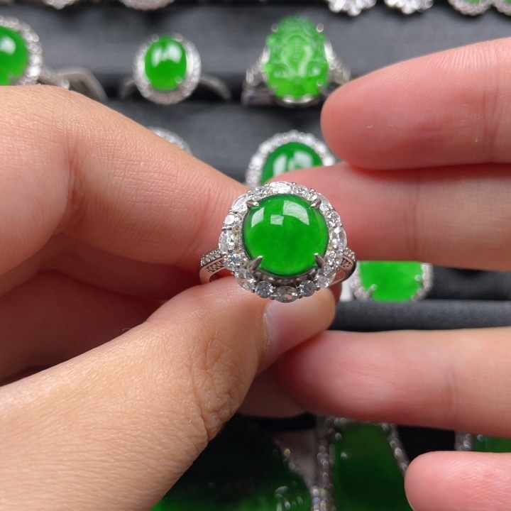 翡翠戒指银S925镶嵌戒指