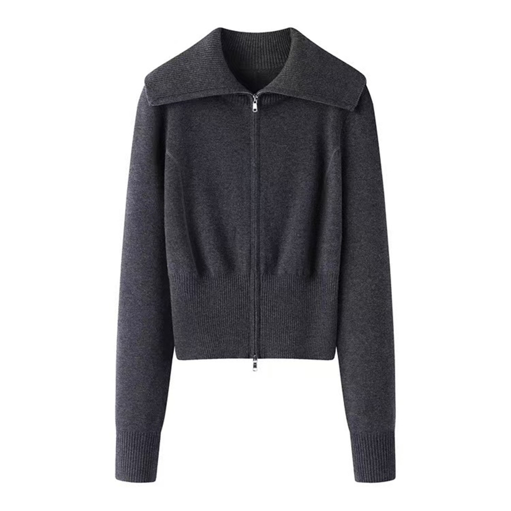 艾诺丝商场同款2025秋冬新款时尚短款长袖针织开衫毛衣女8031