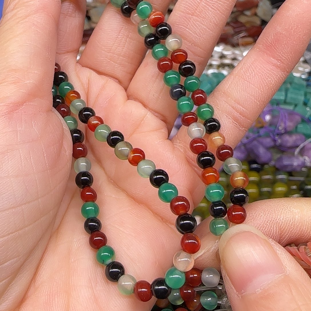 玛瑙/玉髓合金珠宝半成品玛瑙多宝4mm一条