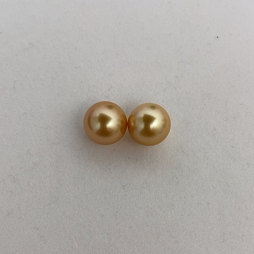 【闪购商品】未镶嵌12.95mm12.91mm金珠对珠大白海水珍珠源***…