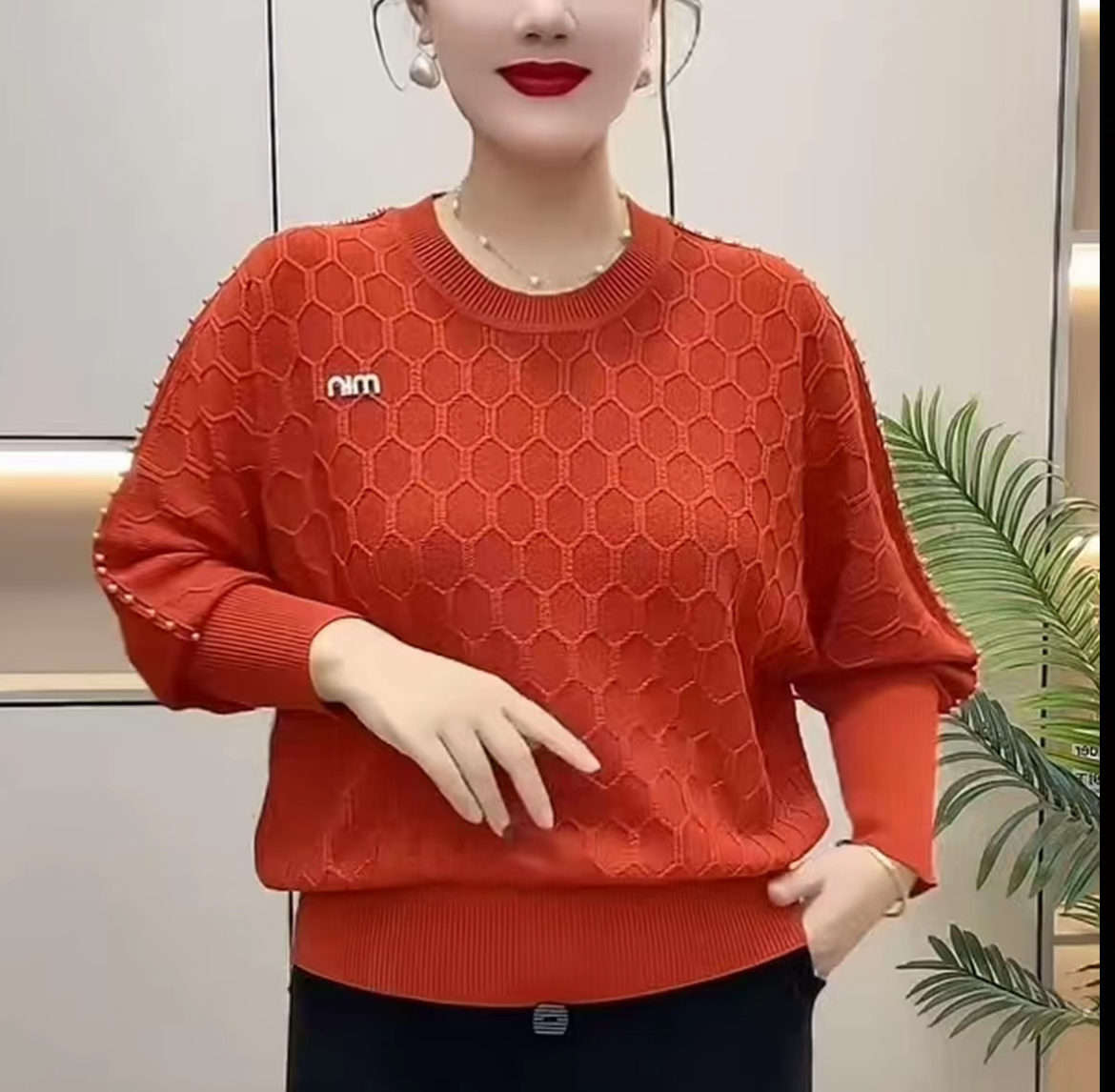 宽松休闲妈妈春冬款打底衫2025新款气质时尚大码百搭长袖针织衫女