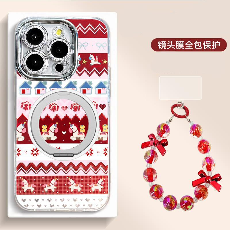 羽毛银新年小马适用苹果17手机壳iphone16华为oppo小米vivo防摔54