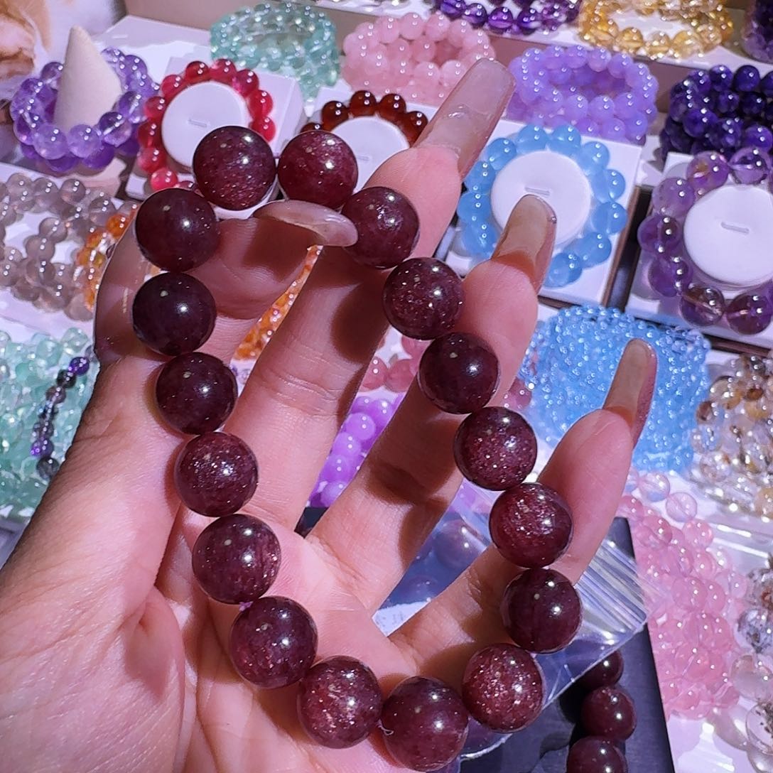 烟***鹤水晶手链未镶嵌草莓晶12