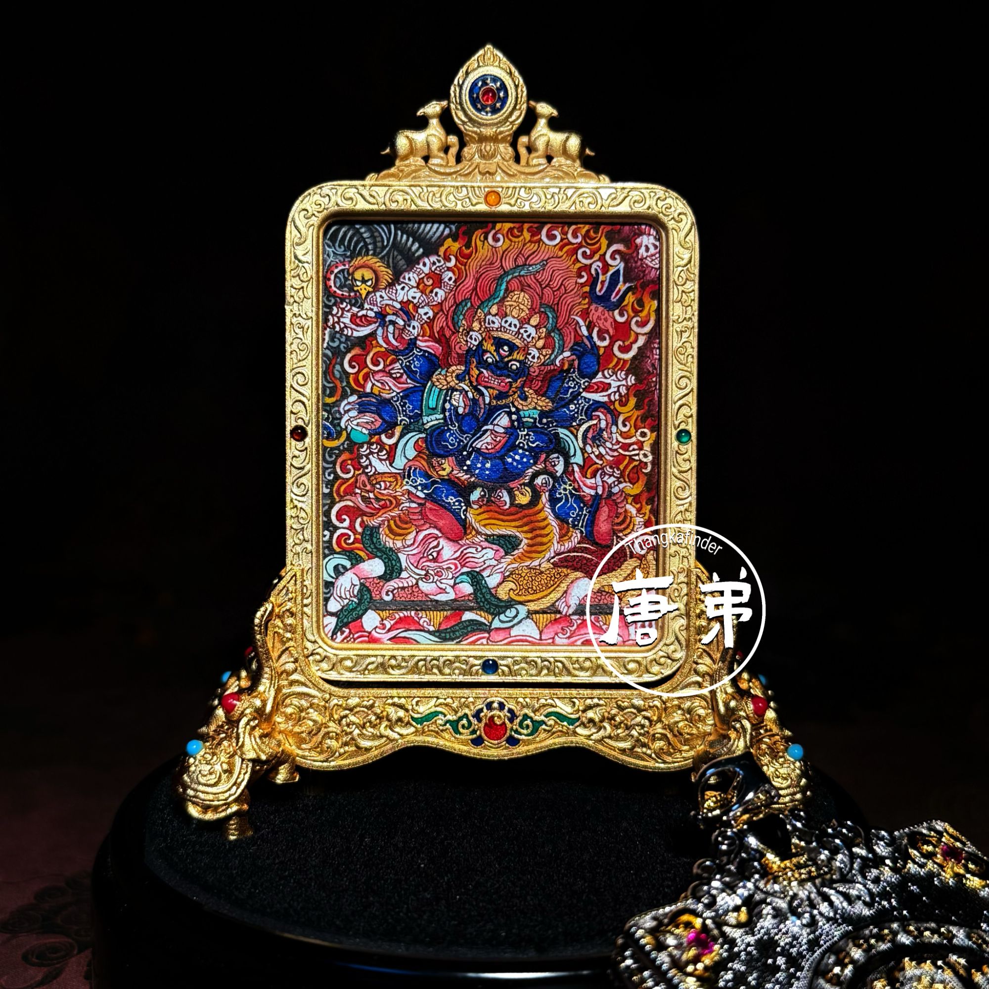 【唐弟】大黑天玛哈嘎拉热贡纯手绘唐卡吊坠