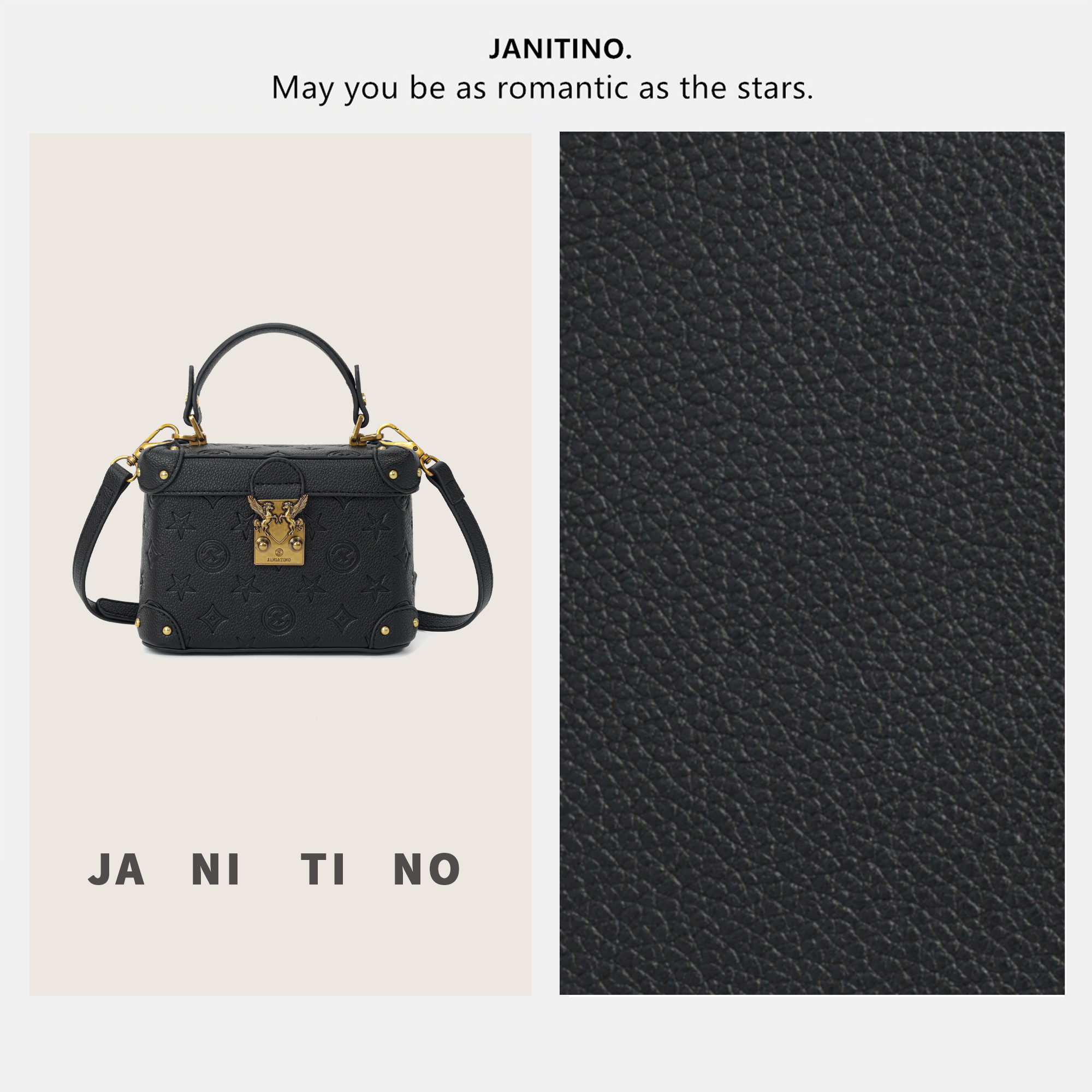JANITINO/佳妮蒂诺姗姗家当季新款时尚百搭手提盒子包286极夜黑