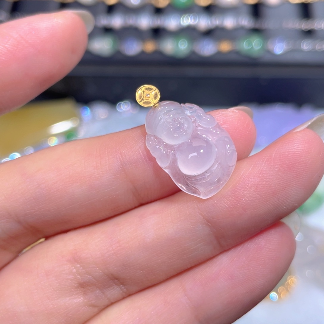 颈饰18K金镶嵌翡翠翡翠