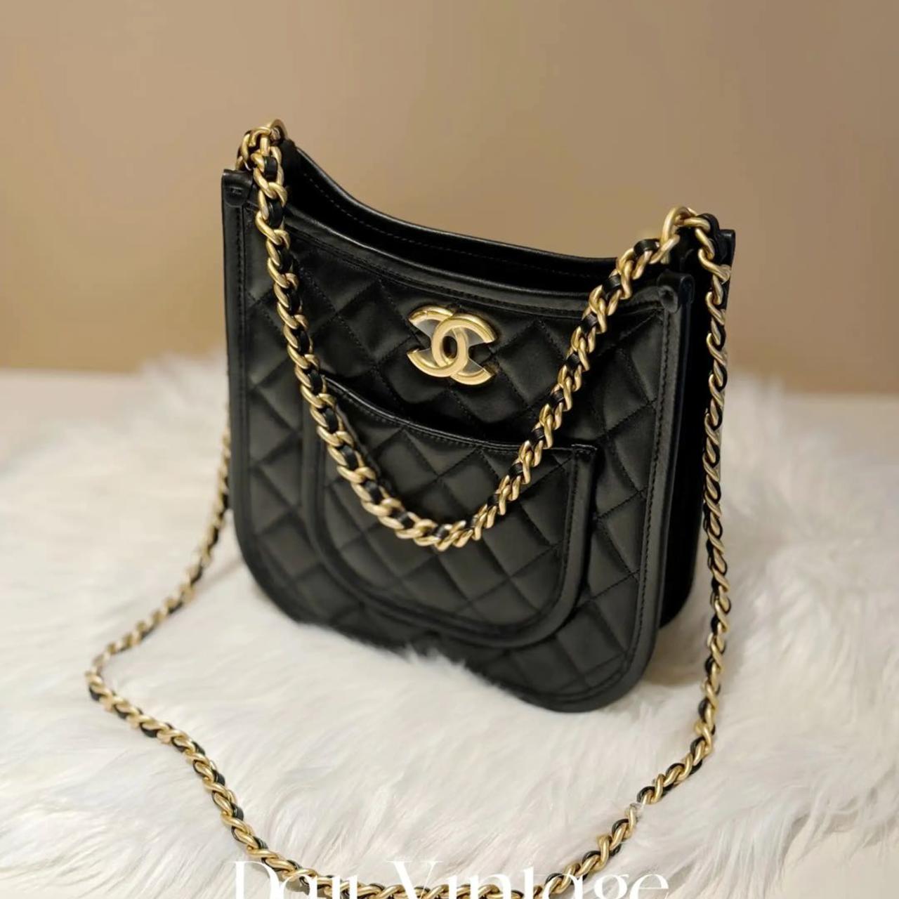 99新 Chanel/香奈儿 大吉中古Chanel香奈儿黑金hobo斜挎包