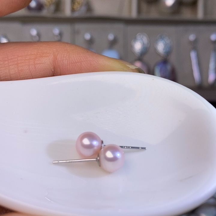 淡水珍珠耳坠银S925镶嵌