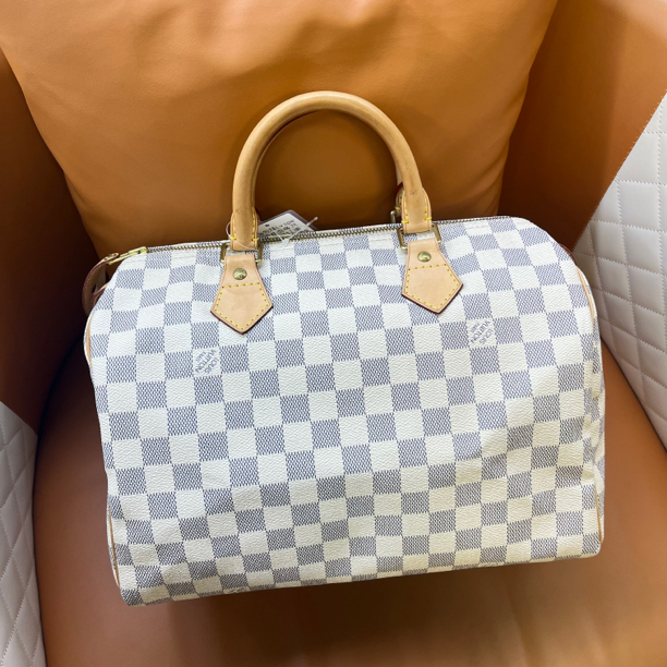 95新 LouisVuitton/路易威登 白棋盘格speed30枕头包/L6786
