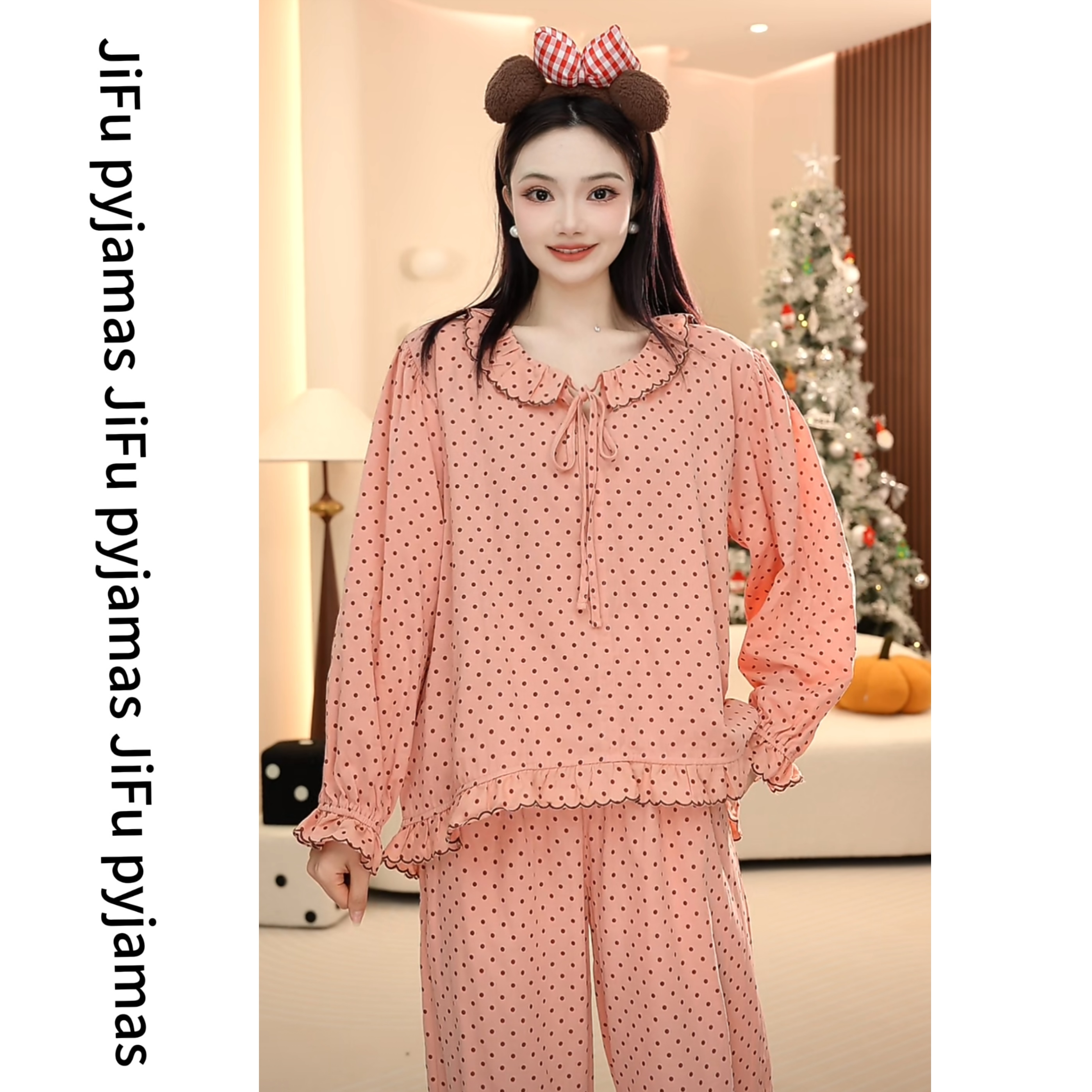 时尚高定轻奢纯棉春季新款长袖长裤款家居服睡衣女套装