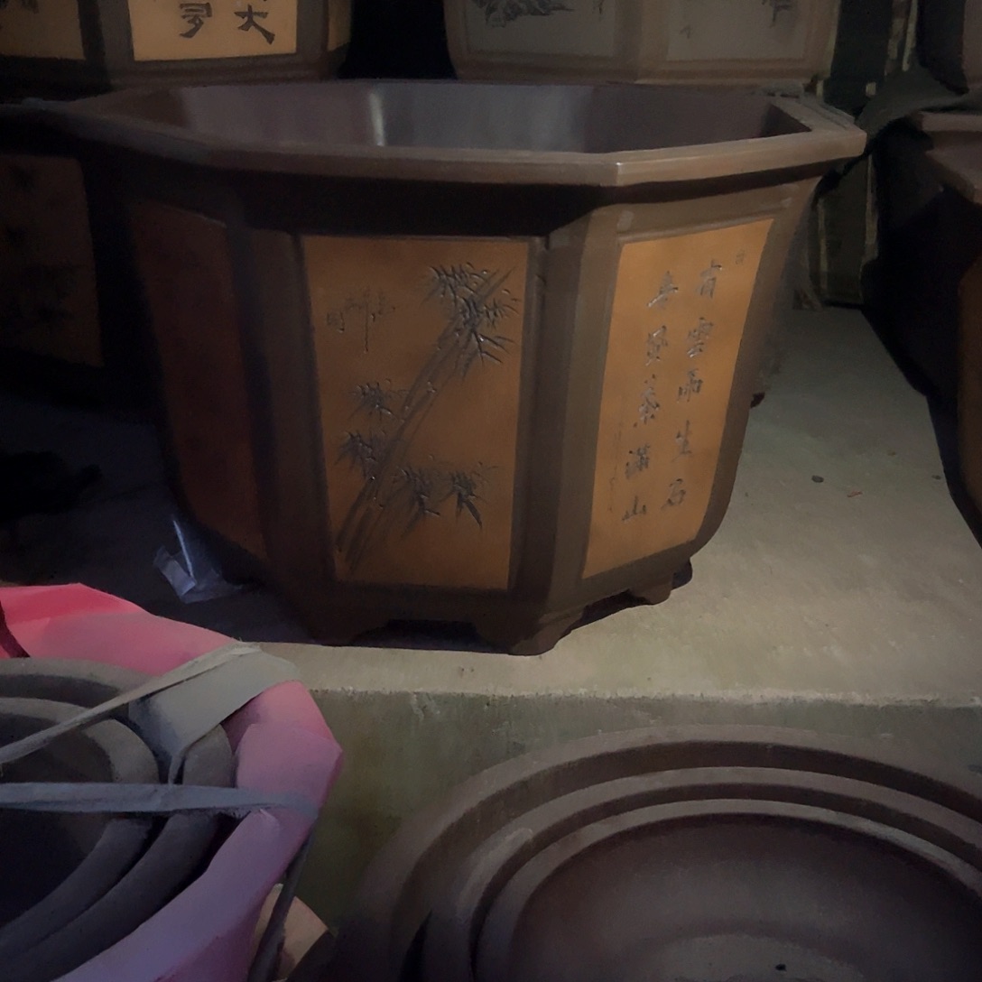 紫砂花盆大高八方盆一个外口86 X79 X52