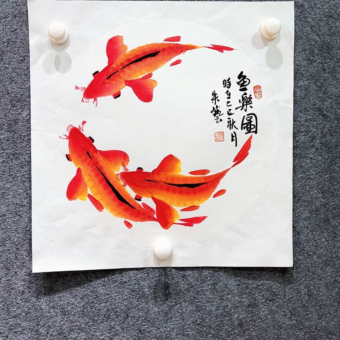 国画纯手绘画心原创