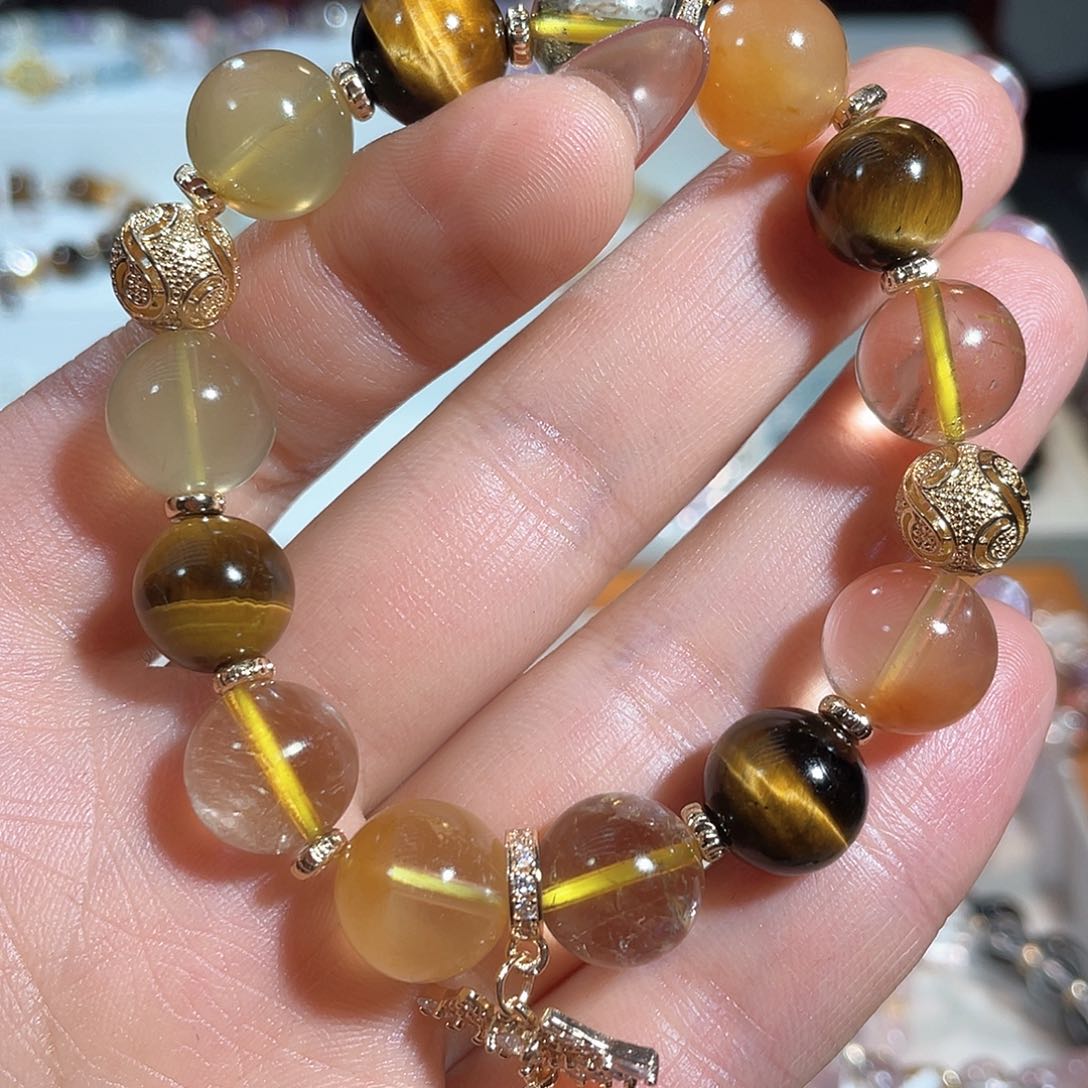 水晶手链未镶嵌黄兔毛金发晶手链