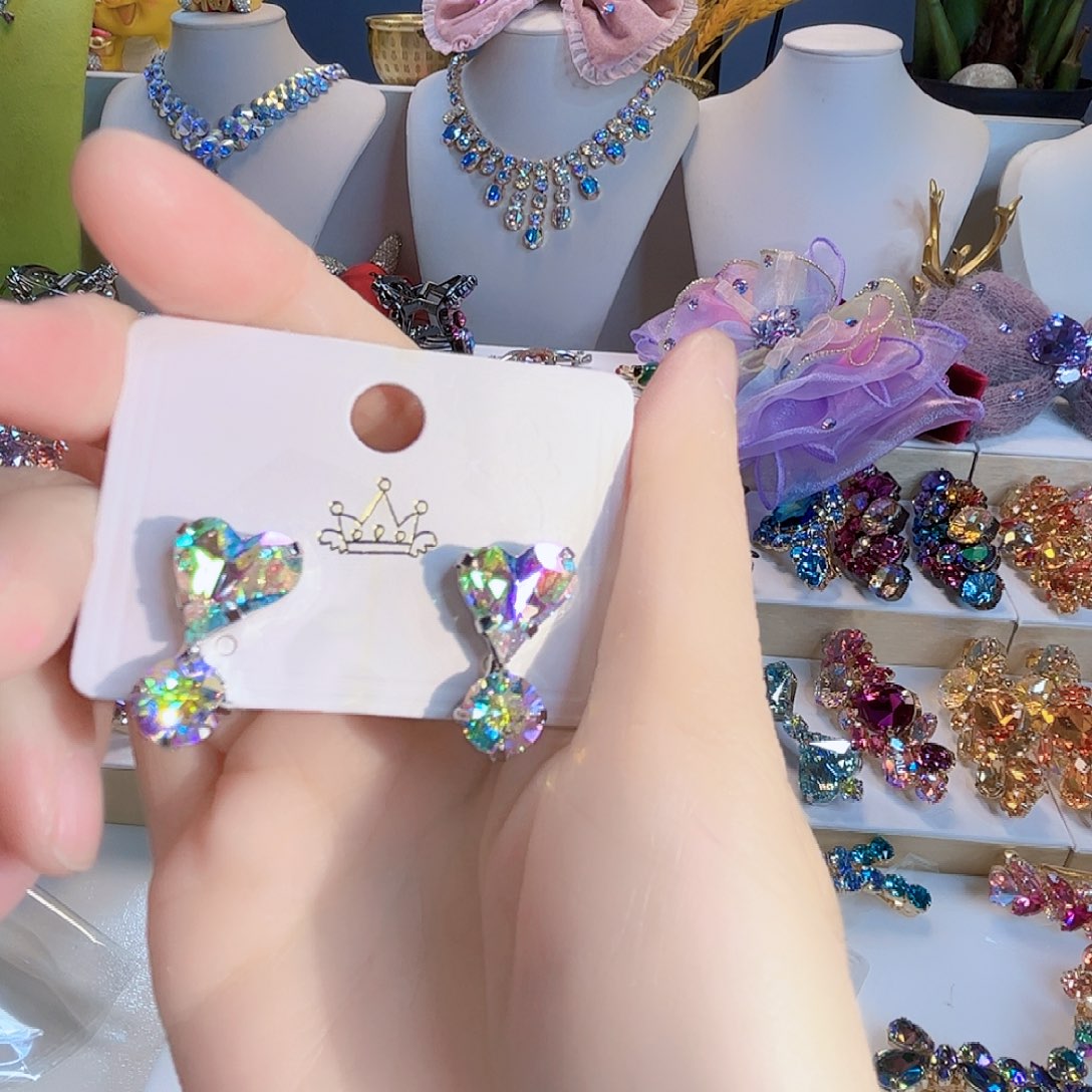 布艺合金施华耳环