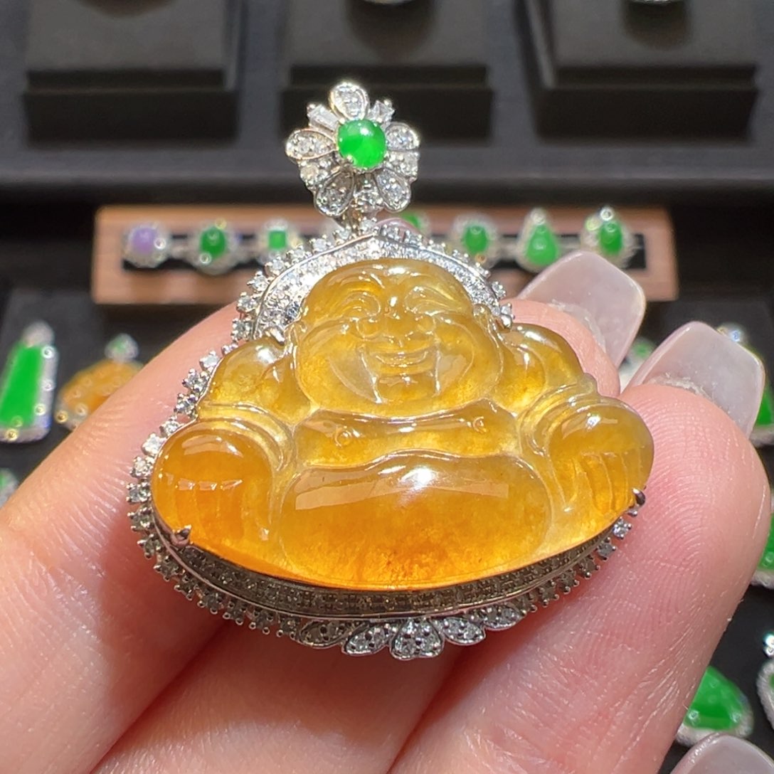 翡翠颈饰18K金镶嵌收到货48小时鉴赏期