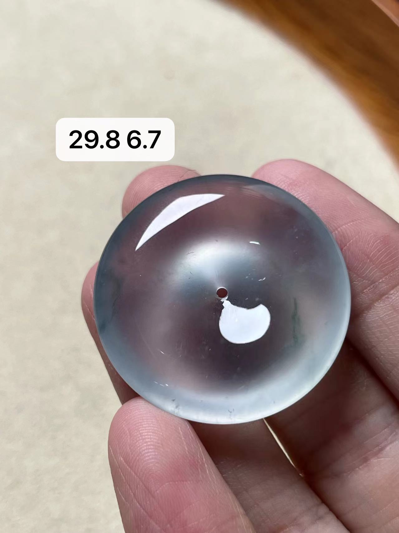 天然a货缅甸翡翠玻璃种起刚光飘彩平安扣吊坠