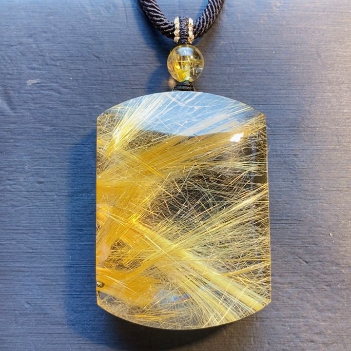 颈饰未镶嵌发晶天然白体金发晶顺发丝无事牌