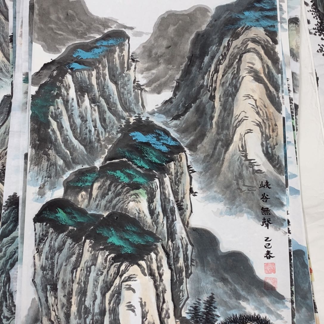 国画三尺燕春雷山水100-50