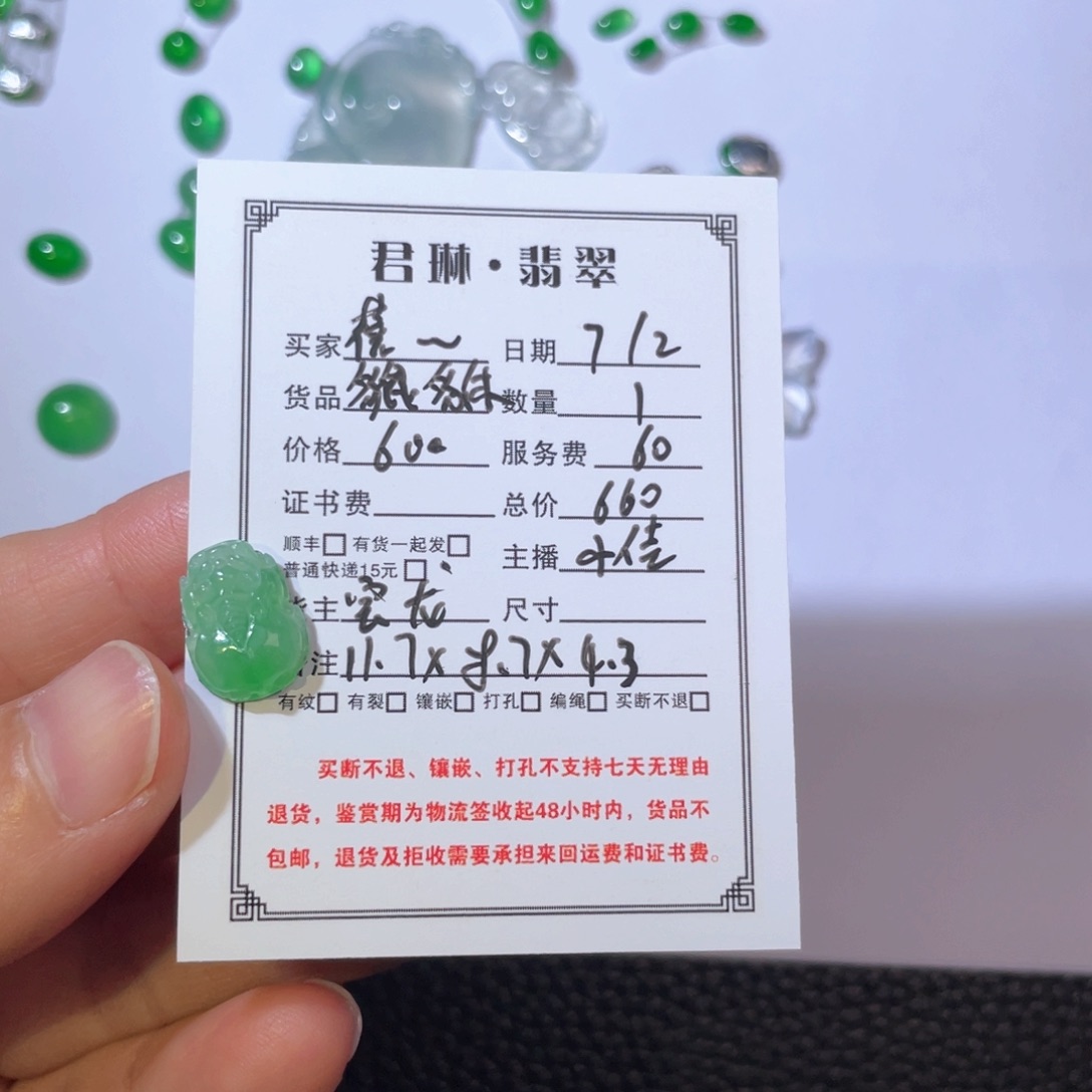 翡翠颈饰未镶嵌蓓天然缅甸翡翠貔貅