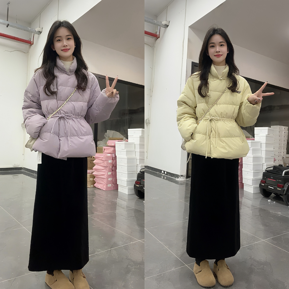 韩系氛围感穿搭冬季2025新款纯色卸棉服时尚减龄宽松保暖简约外套