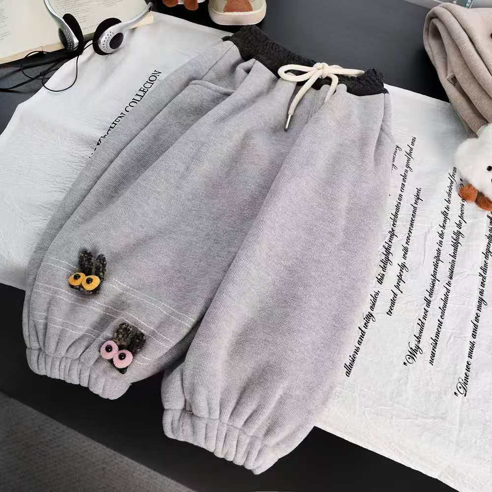 加厚糕糕绒冬季韩版束腿保暖休闲卫裤男女童适用