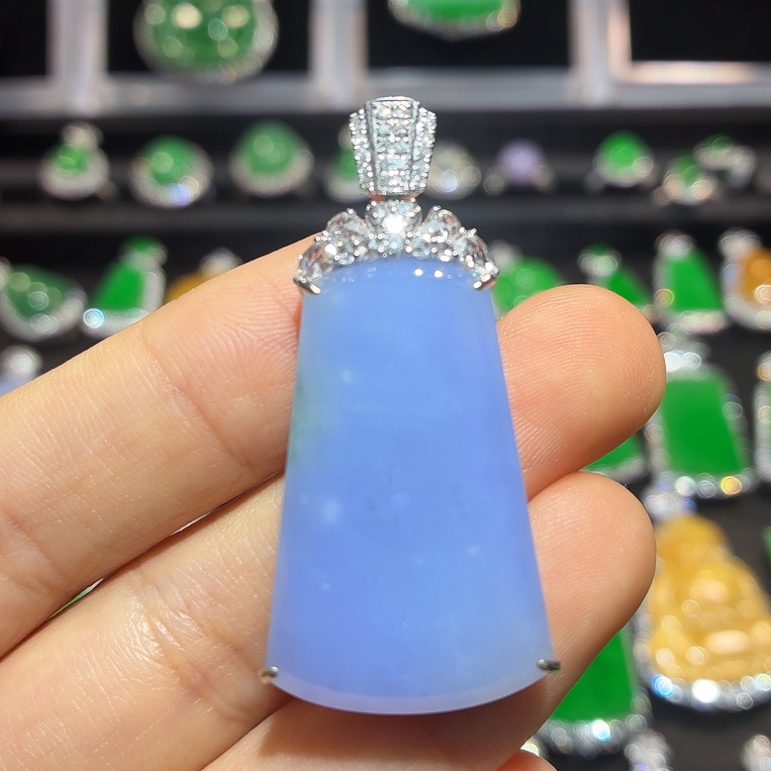 翡翠18K金镶嵌吊坠(不含链)翡翠