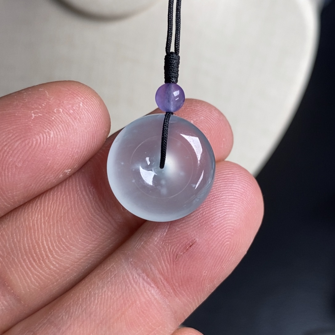 翡翠未镶嵌颈饰高冰强光感底子细腻小肉扣16.8-6.2