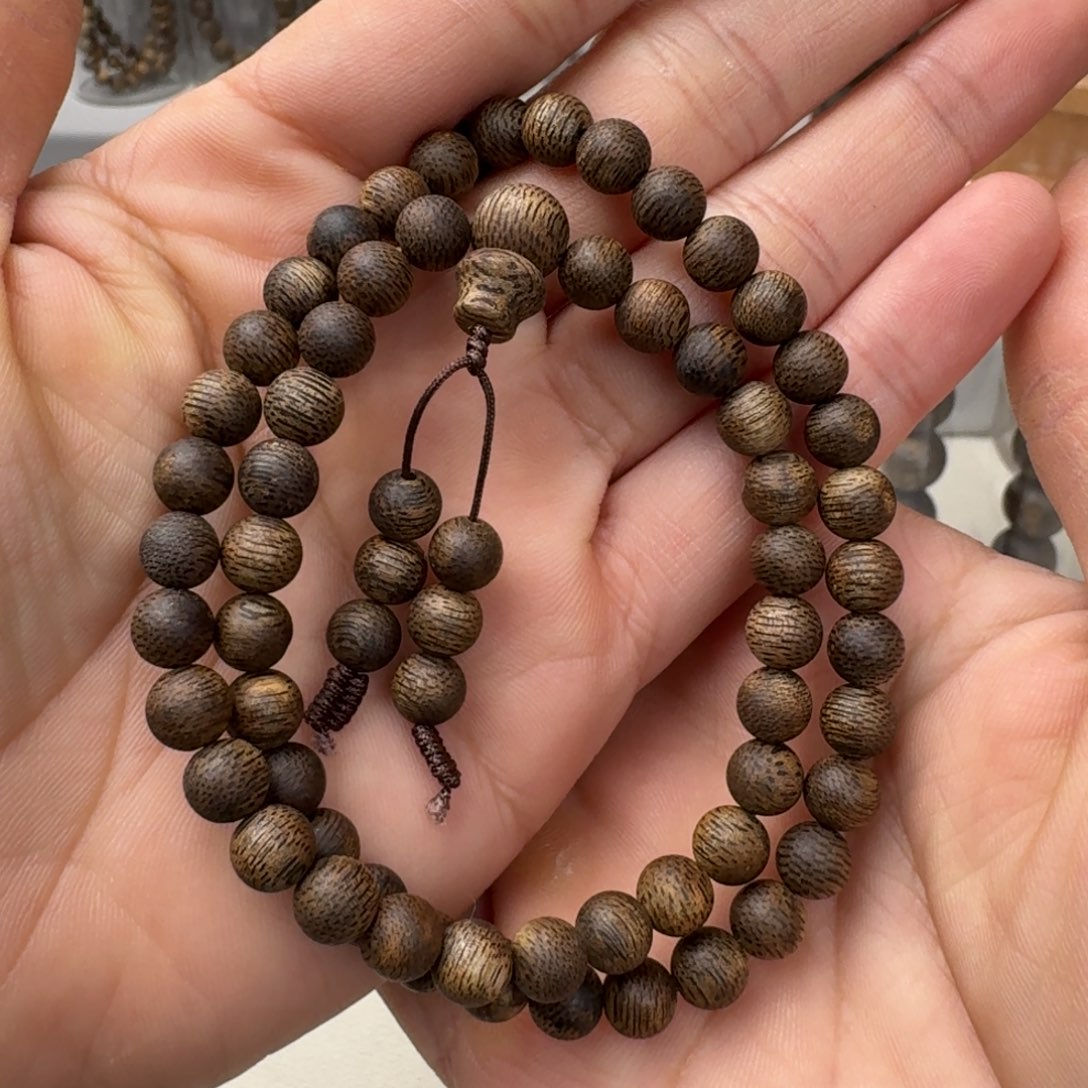 沉香手串我**属沉香西马九九沉圆珠卡6+保10+克手串