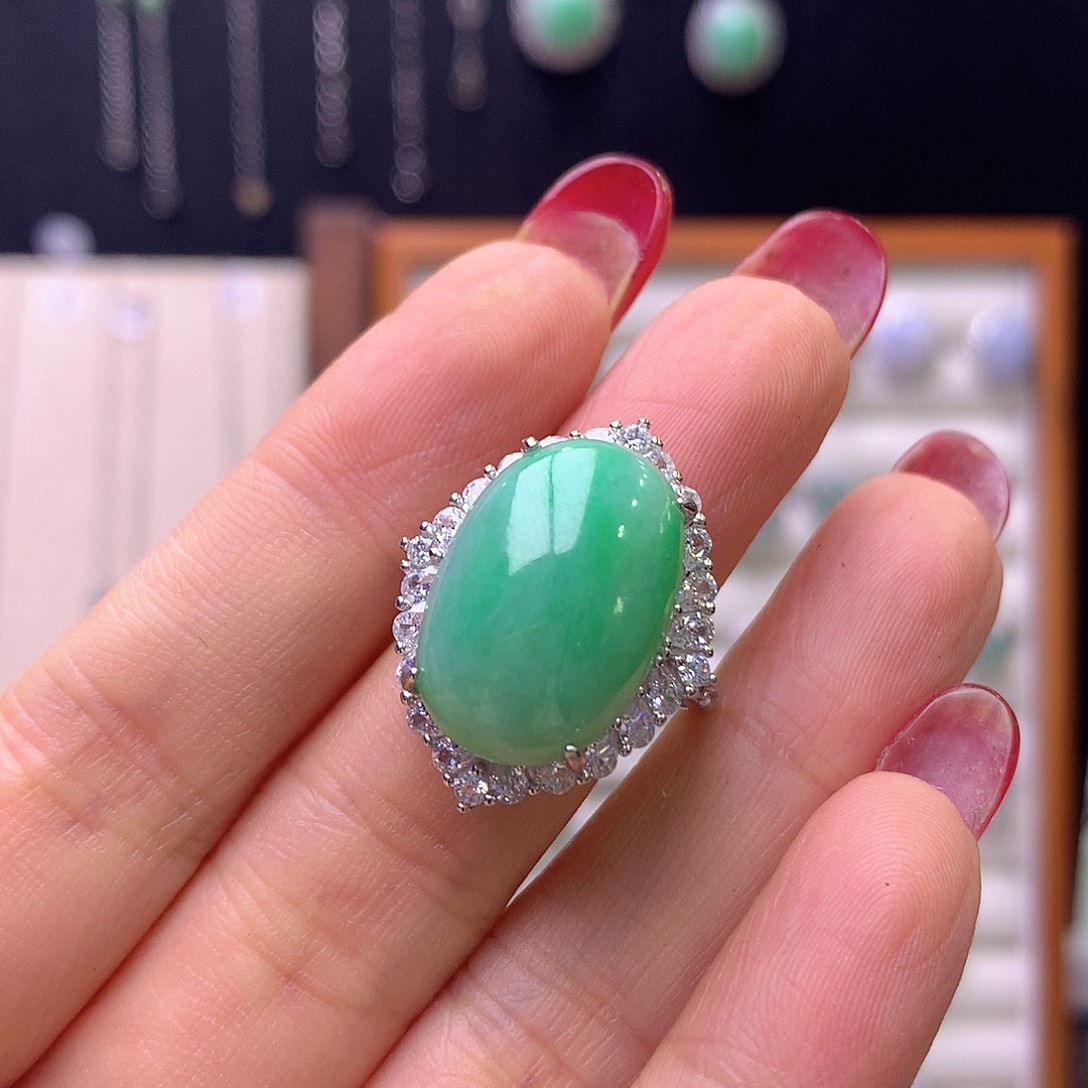 翡翠银S925镶嵌戒指