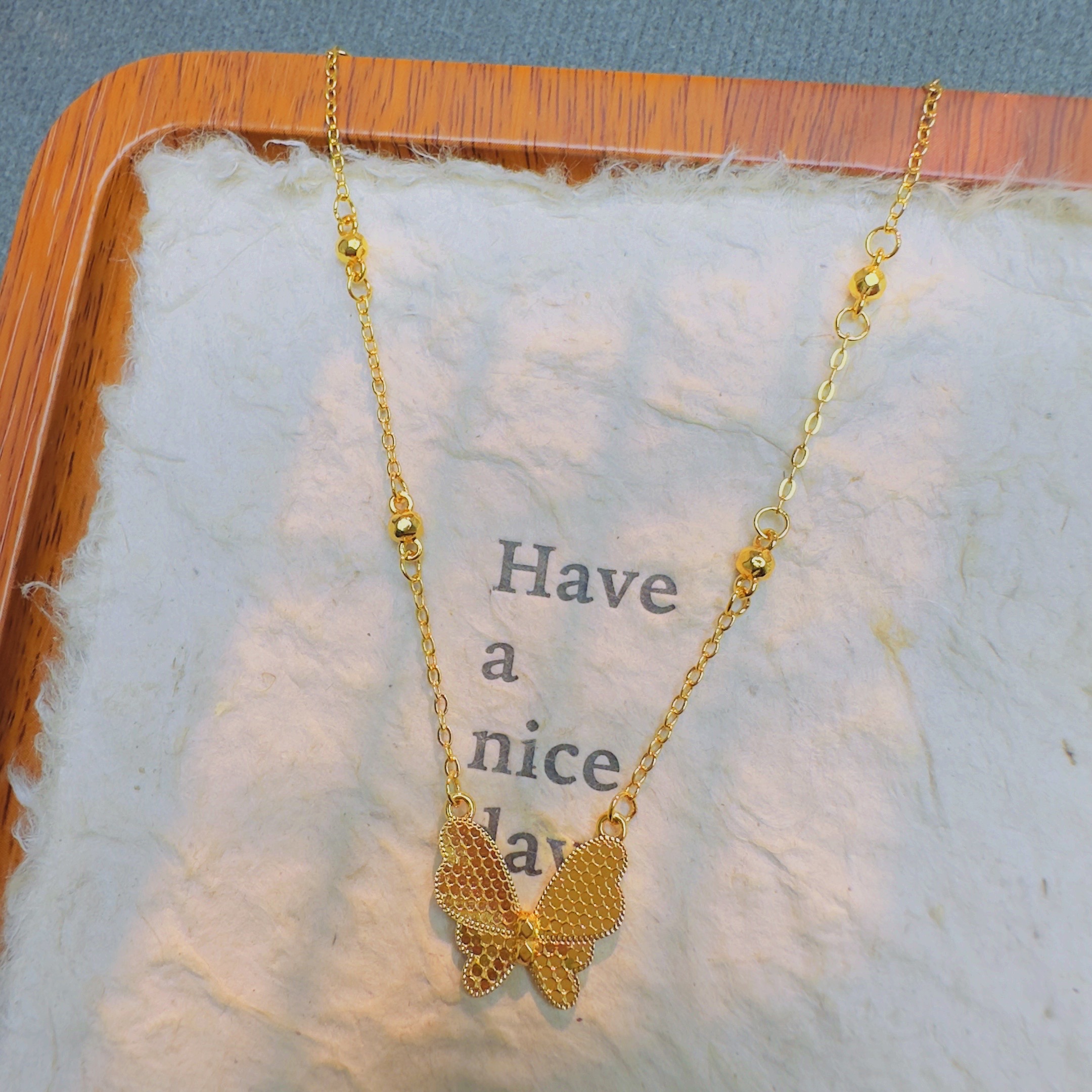 【丁老头甄选】龙鳞蝴蝶一体项链30196