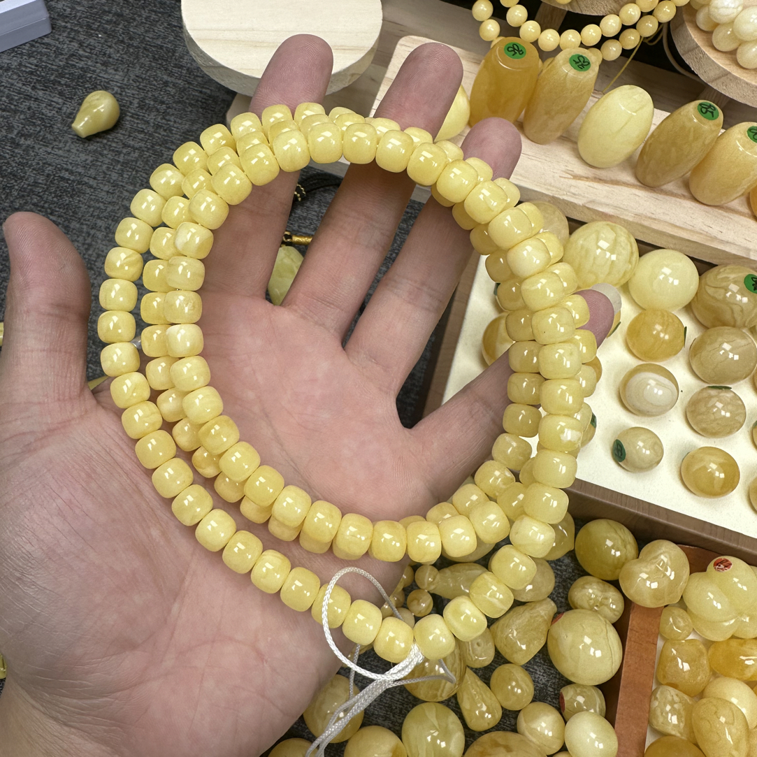 天然原矿琥珀蜜蜡俄料精工108