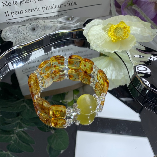 【流光】天然花珀手链 多样性发其一 X830