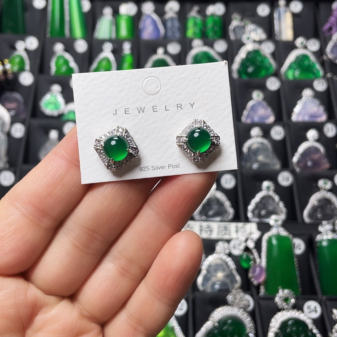 玛瑙/玉髓合金耳钉