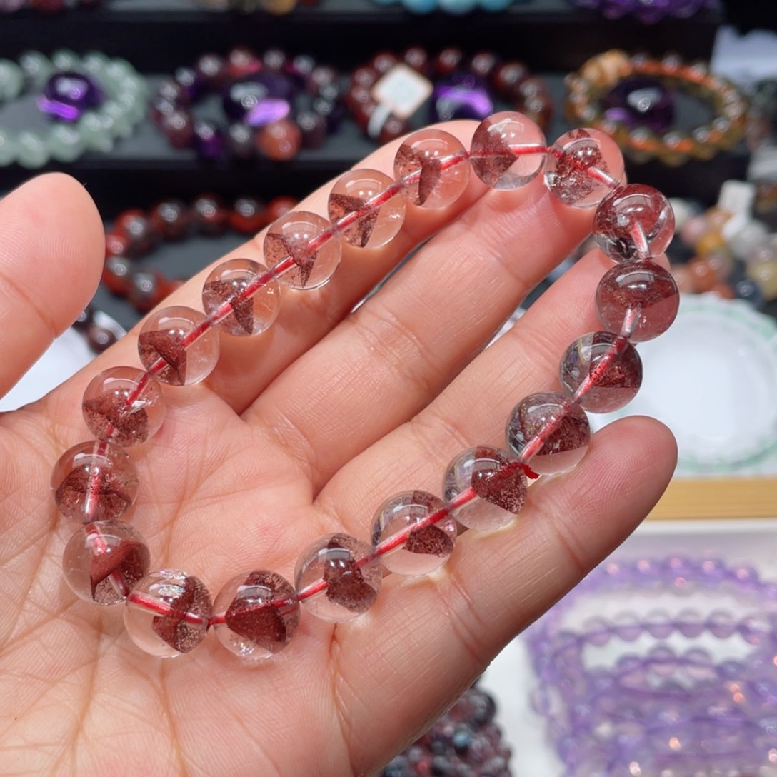 水晶手链未镶嵌幽灵手链，晶体通透