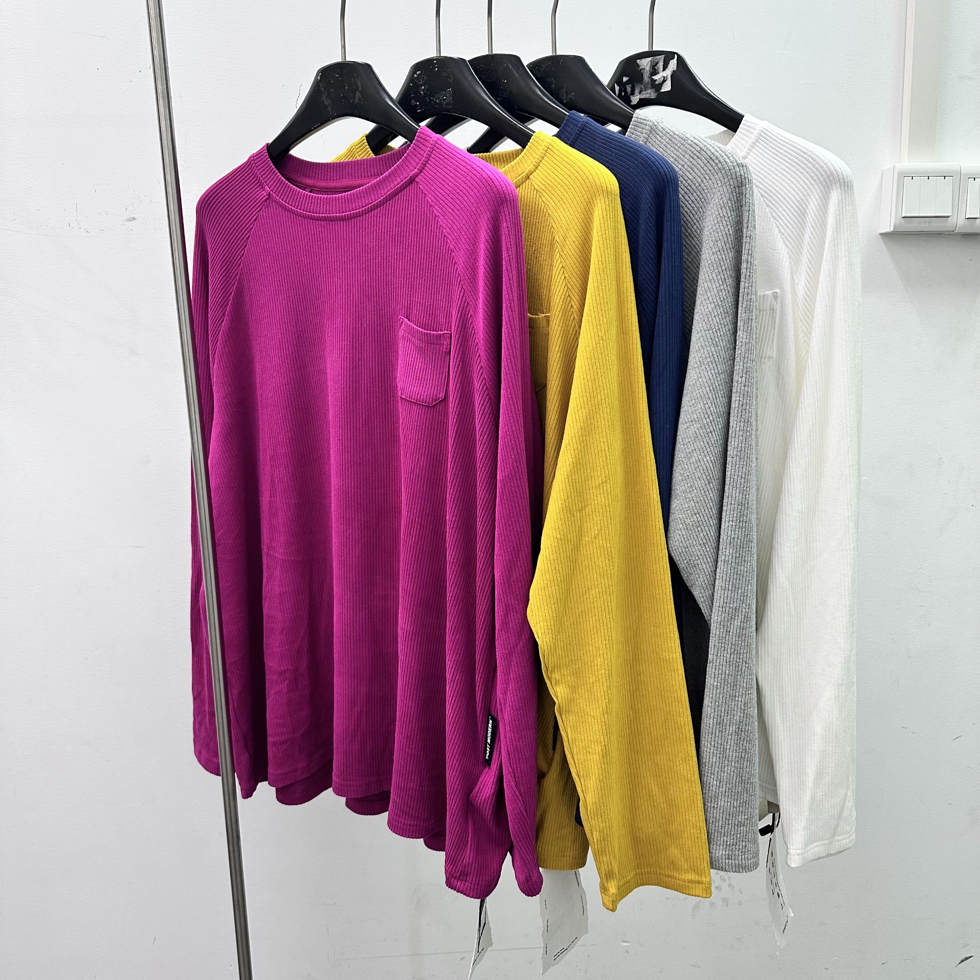 莹莹欧货【单口袋坑条打底】女长袖插肩袖气质内搭春季打底衫31509