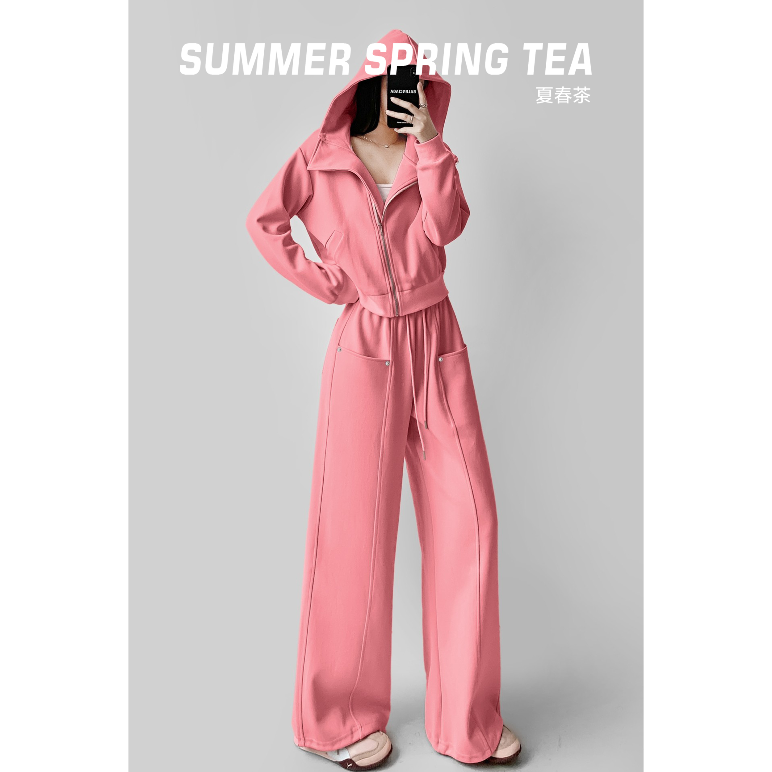 【夏春茶】【原创】运动套装秋冬新款加厚加绒卫衣直筒显瘦卫裤两件套