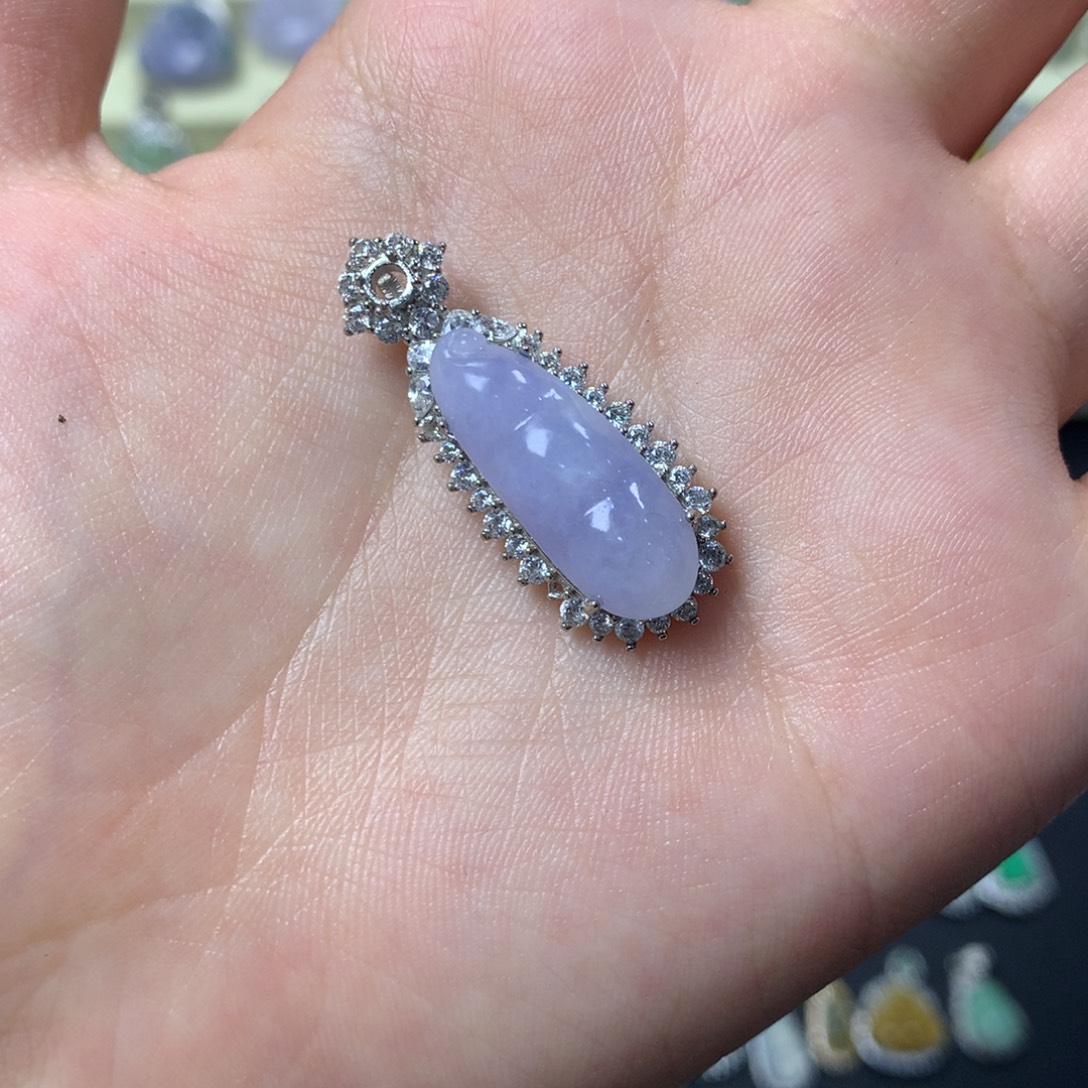 翡翠银S925镶嵌挂件