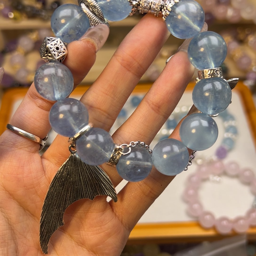水晶手链合金海蓝宝
