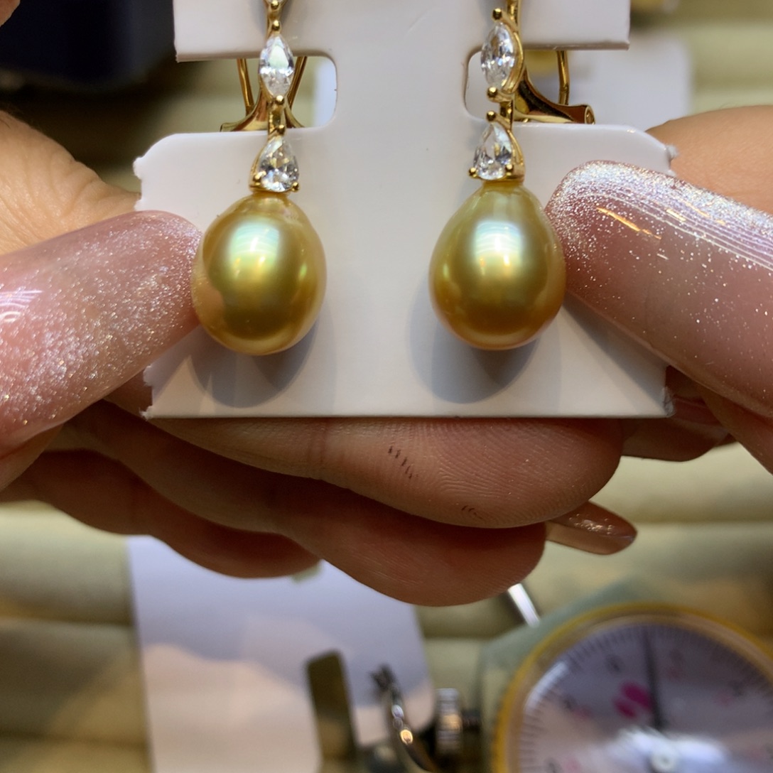 银S925镶嵌耳饰海水珍珠