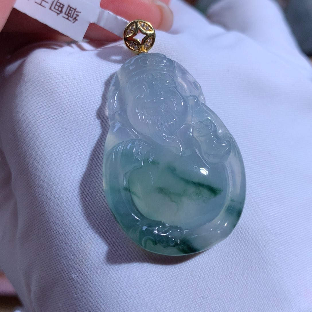 翡翠颈饰18K金镶嵌财财