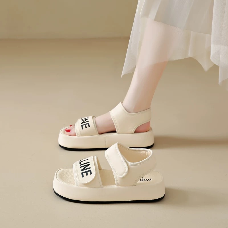 春夏新款夏季松糕厚底凉拖时尚拖鞋夏季8868【米】