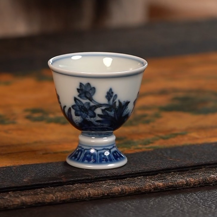 【品遗敬仁】25cc厚力煊手绘青花幽谷兰香茅子杯小酒杯