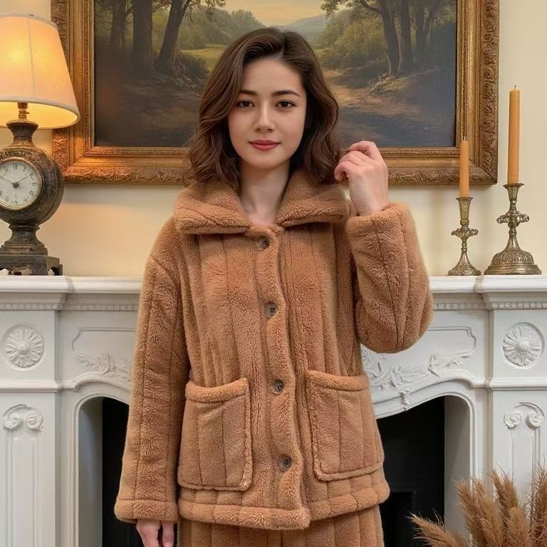 【三层加棉加厚】冬季睡衣男士保暖加绒大码舒适宽松长袖家居服套装