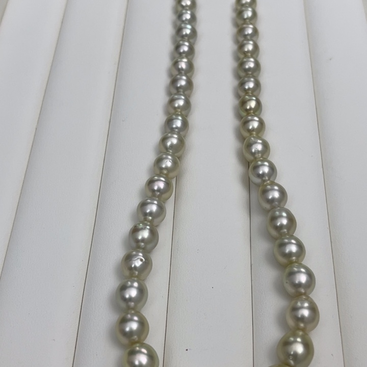 海水珍珠颈饰银S925镶嵌澳白稀有色澳绿项链9-11mm